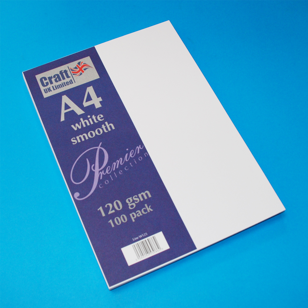 Craft UK A4 White Smooth Paper 120gsm Pack 100