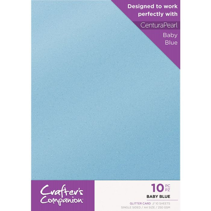 Crafter's Companion Glitter Card 10 Sheet Pack - Baby Blue