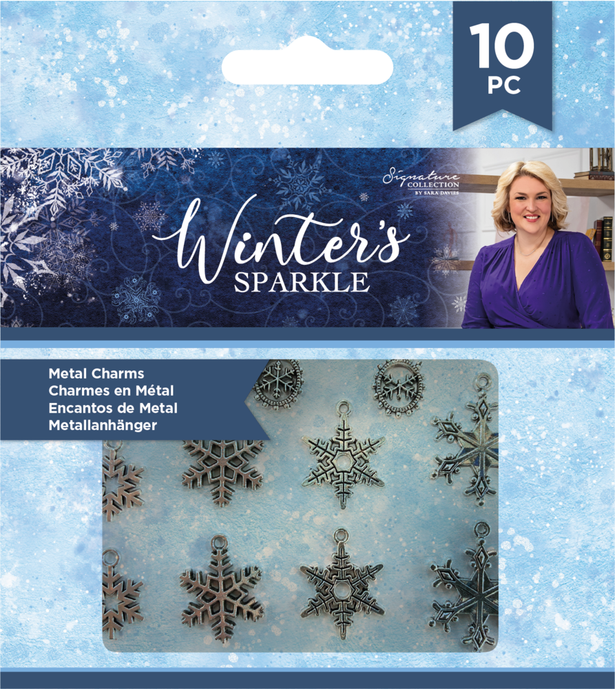 Xanadu Designs 26mm Enamel Snowflake Pendant Charms – Silver Tone (Choose Qty: 2, 5, Or 10)
